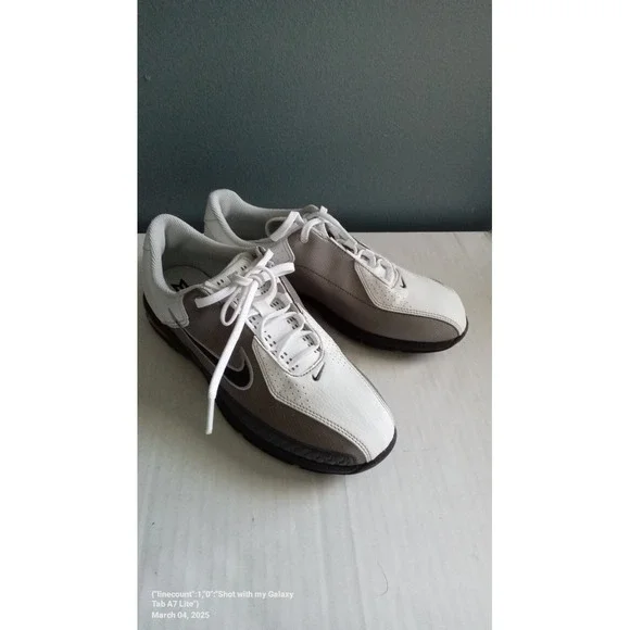 Nike Golf Shoes Leather Comfort Athletic Sneakers White Gray Size?